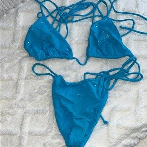 iNAMORATA Turquoise Bikini with Sparkling Details